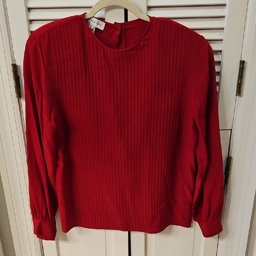 Jones New York Vibrant Red Silk Blouse